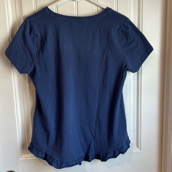 NWOT Isaac Mizrahi Live! Scoop Neck Curved Ruffle Hem Knit Top M Medium Blue - Picture 12 of 14